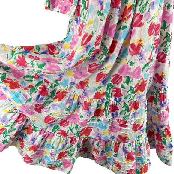 Vtg 80s 90s NOS Two Potato Watercolor Floral Tiered Muumuu Dress XS Granny Chic - Picture 8 of 16